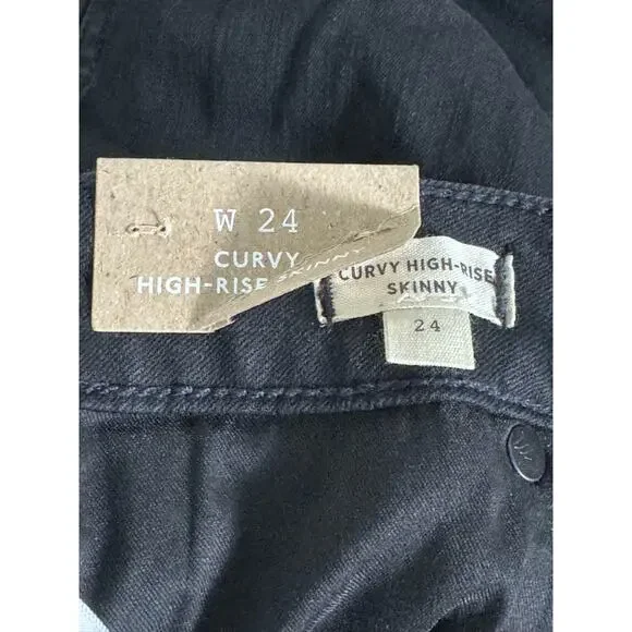 NWT Madewell Curvy 10" High-Rise Skinny Jeans in Black Frost Size 24